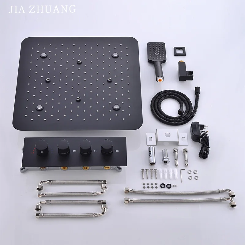 American New Style grifo de ducha 3 Hole Matt Black Modern Bathroom Led Shower Set Faucets