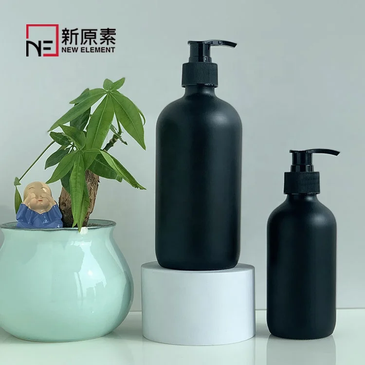 boston round 250ml 500ml shampoo shower gel cream packaging frosted white matte black glass foam pump bottle