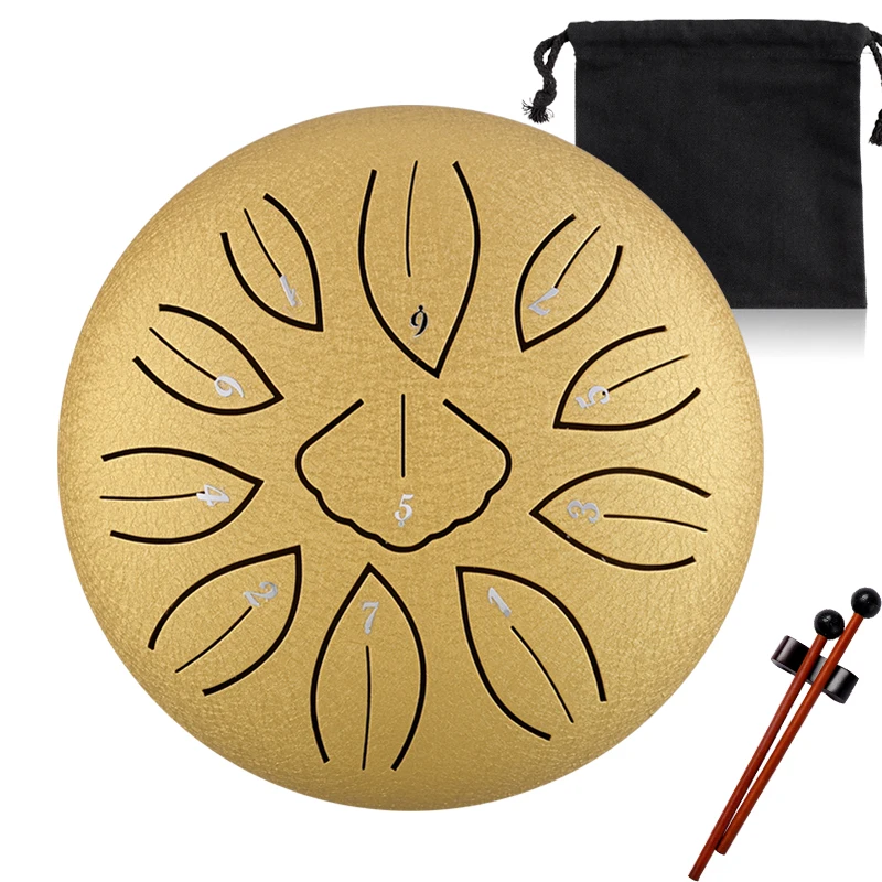 Hluru Carbon Steel Tongue Drum 6-inch 11 Notes Musical Instruments Handpan Percussion Drum Kits THY11