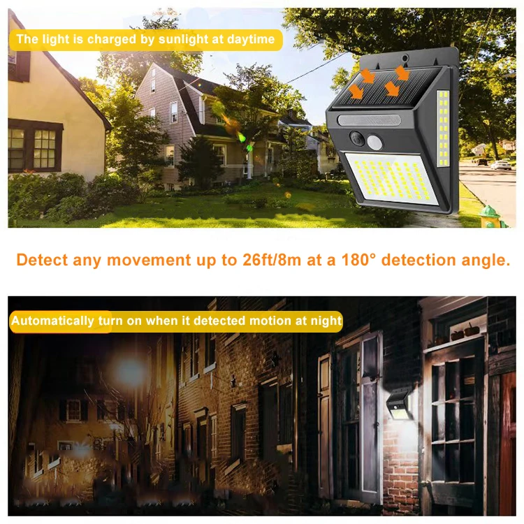 100 Leds waterproof lamp outdoor wall garden motion sensor led solar light