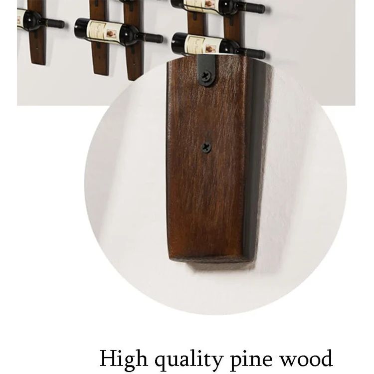 High Quality Wall Mounted Wooden Wine Bottle Rack Easy Installation Wood Wine Shelf for Home Wine Cellar Decoration