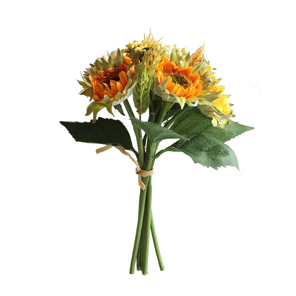 wholesale artificial flowers bouquet sunflower for home  office decor