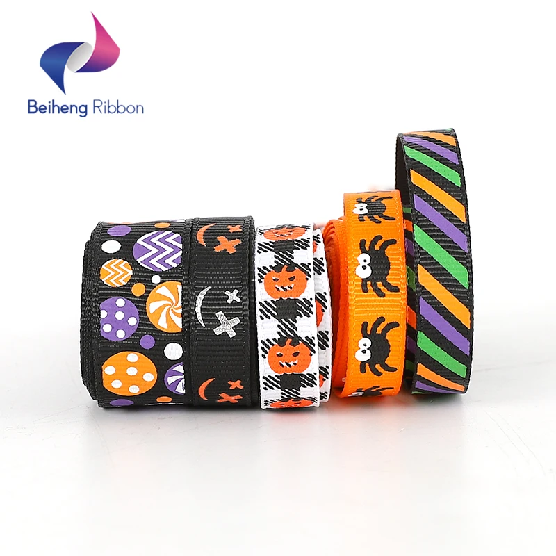 Double Face Halloween Cartoon Design Princess Printed Grosgrain Ribbon For Sale