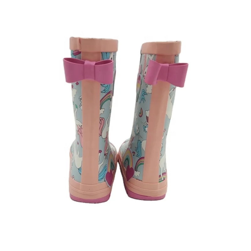 Fashion Desgin Custom Toddler Ankle Galoshes Skidproof Wellies Cute Bow Rain Boots Kids Waders