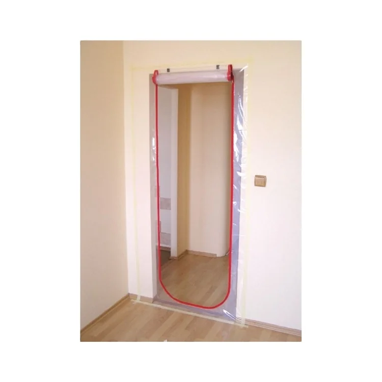 Plastic folding zipper door Construction dust barrier zipper door with self adhesive zipper plastic film