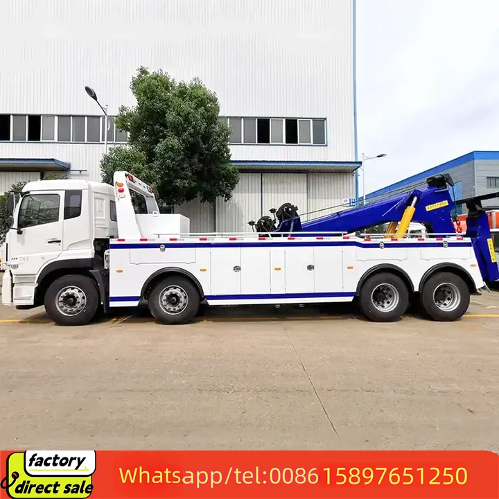 Dongfeng 8*4 Heavy duty Wrecker Tow Truck 40ton 60T Metro rescue recovery tow truck municipal roadside assistance with crane