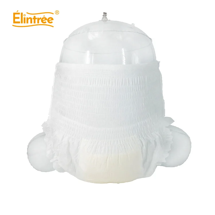 Elintree Oem Wholesale Leak Guard Sap Lock White Wearable Disposable Pull Ups Adult Diaper