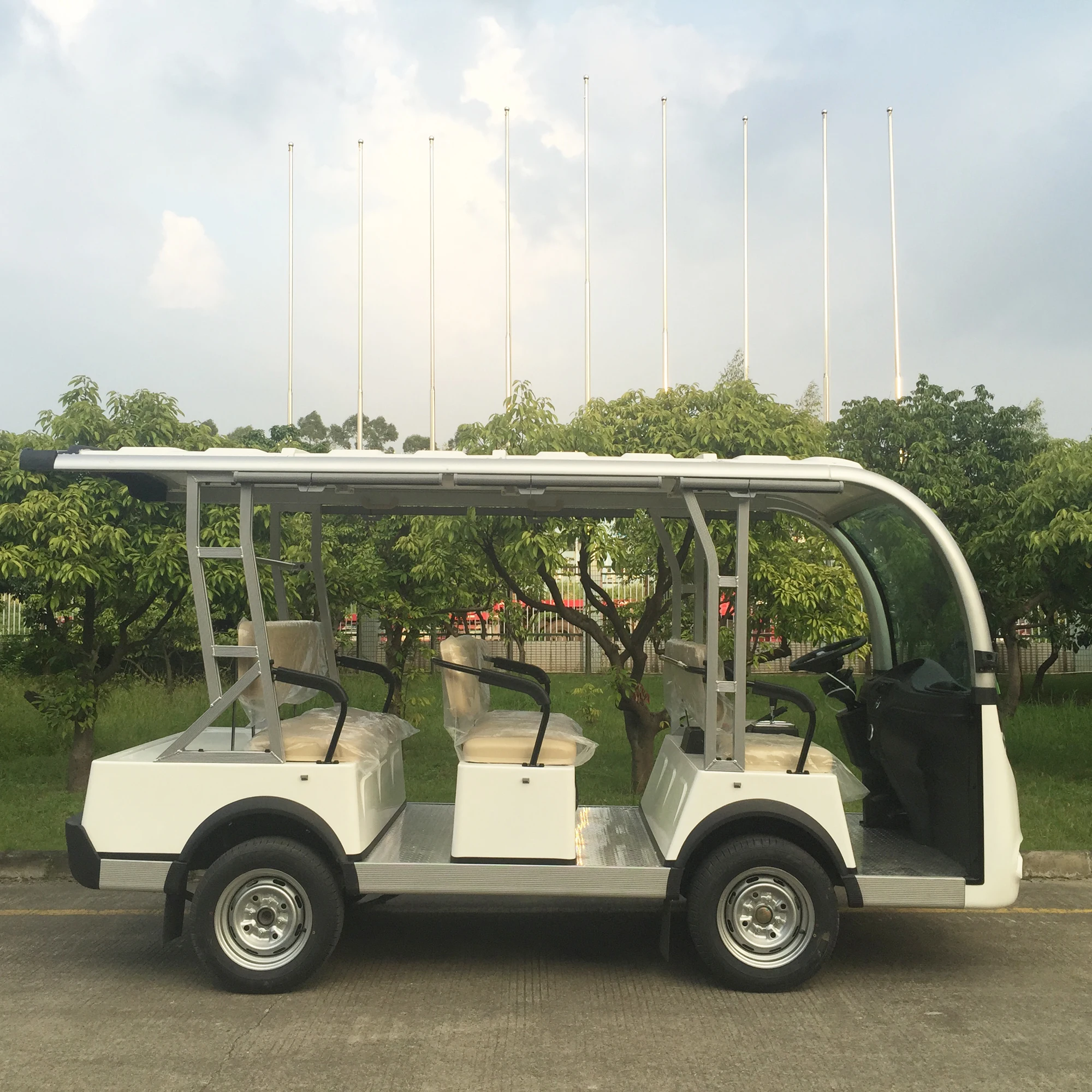  48V AC System Tourist Car Without Doors 8 Seater Electric Sightseeing Bus