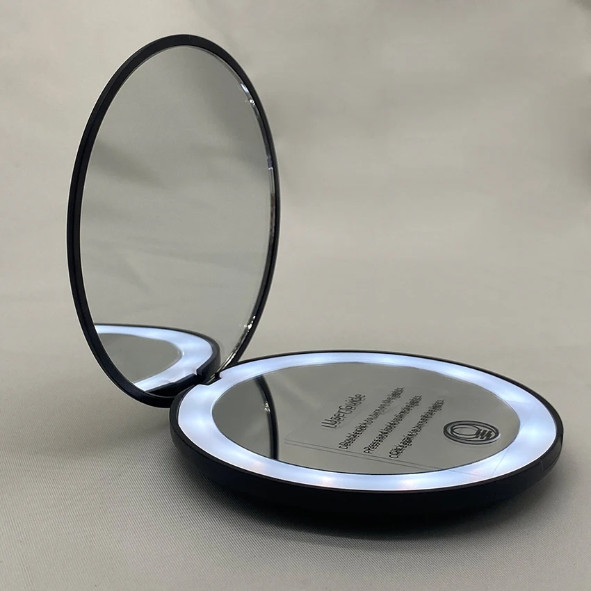 wholesale Modern Small Round USB LED Mini Light Pink Blue White Green LED portable makeup vanity mirror miroir