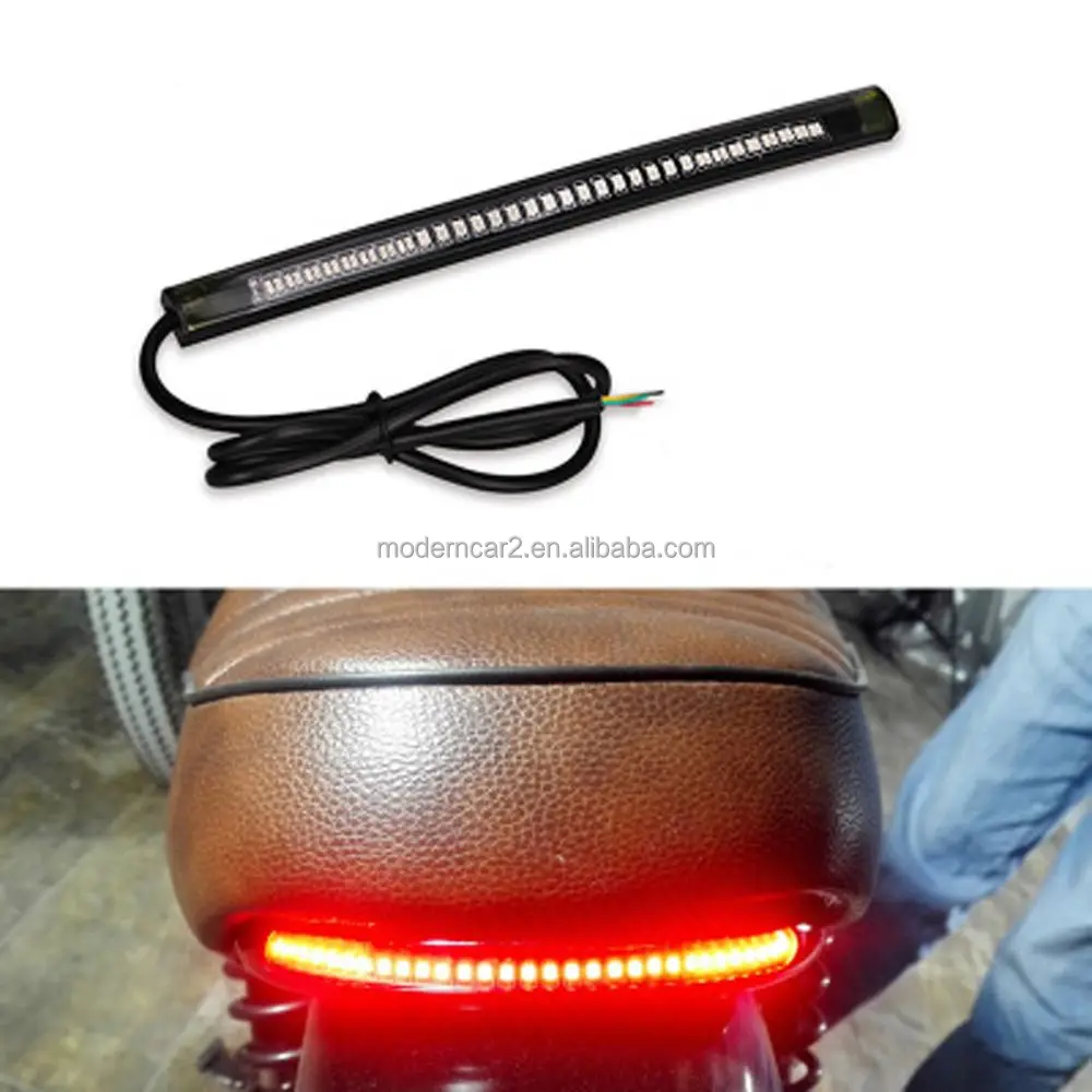 Flexible 48 LED Motorcycle Light Bar Strip Tail Turn Signal Tail Rear Brake Stop Bulb Lamp Brake Light 2835 3014 SMD Dual Color