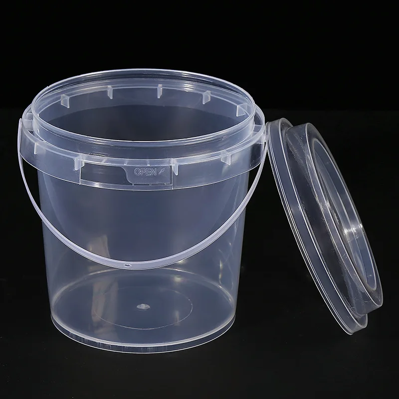 Wholesale price 3L factory supply clear plastic bucket food grade packaging barrel round transparent pail