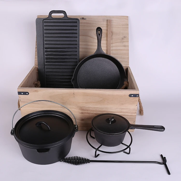 Chuihua Factory Camping pot Cast iron South Africa Three legged potjie pot 3 legs casting iron pot for camping cookware