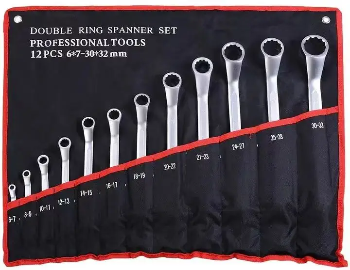 professional supply 12pcs double offset ring spanner set  CRV Box end  Wrench Set box end Ring spanner for Auto Repair