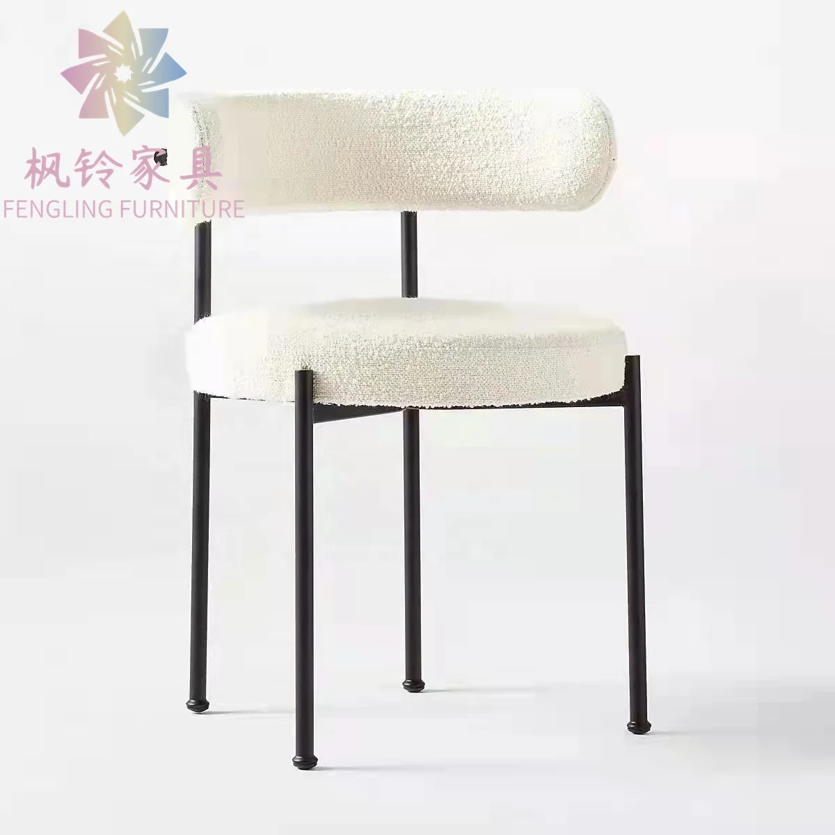 Nordic Style Customized Design Factory Directly Sell Iron Lambs Wool Dining Chair DC033