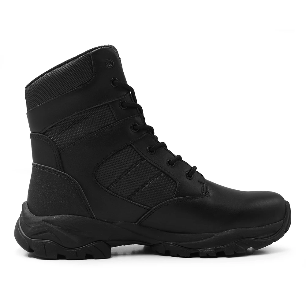 Genuine Leather Rubber Outsole Black Color Customized Man Police Army Military Boots