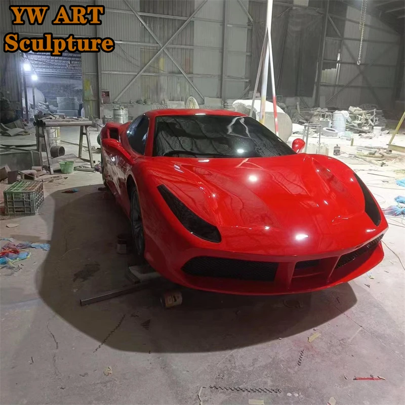 Life Size Polished Red Factory Customized Stainless Steel Die Cast Metal Model Cars Sculpture