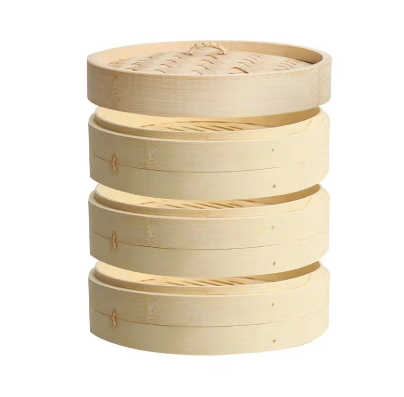 New Arrival 10/15/20cm Chinese Dumplings Bamboo Steamer Cooker with Lid Steamer Fish Rice Vegetable Basket Kitchen Cook