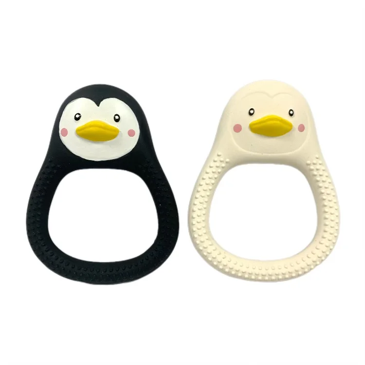 Lively Two-color Penguin Sensory Raised Bracelet Natural Latex Baby Tether Toy