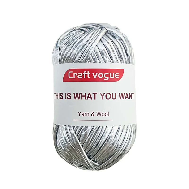 Sparkle Solid Color Hand knitting Spaghetti Glossing Shiny Leather Polyester Metallic t-Shirt Yarn For Crochet Bags Baskets