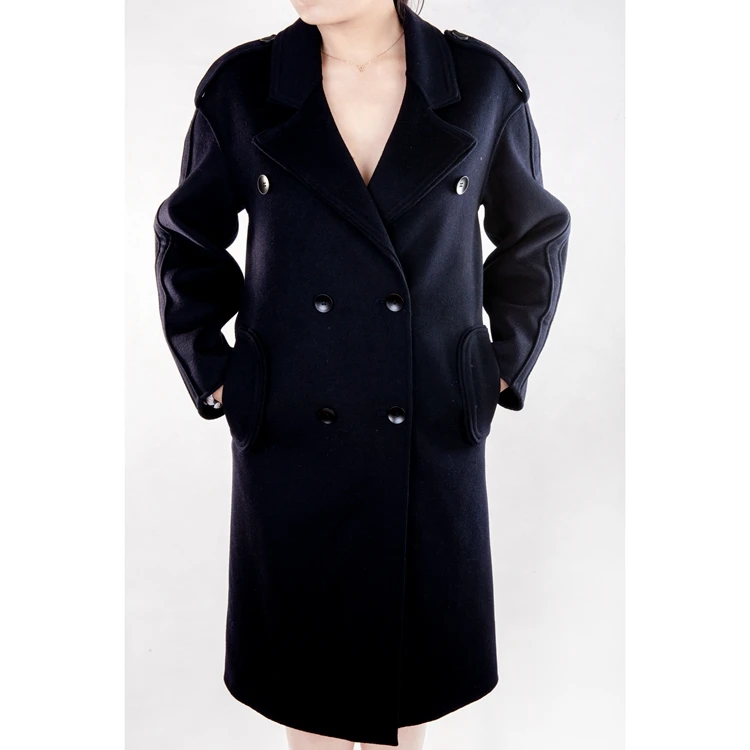 Autumn and winter long double breasted long duffle coat british navy women ladies pea coat