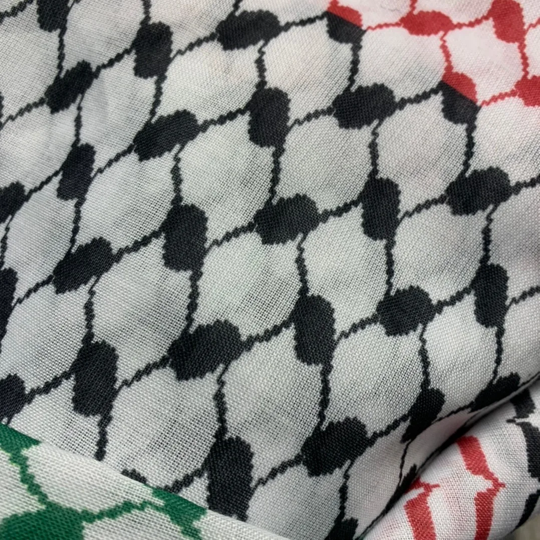 Red Green New Unisex Palestinian Kufiya Flag Scarves 53inch Square Arafat Hatta 100% Cotton Shemagh Keffiyeh Arab Scarf
