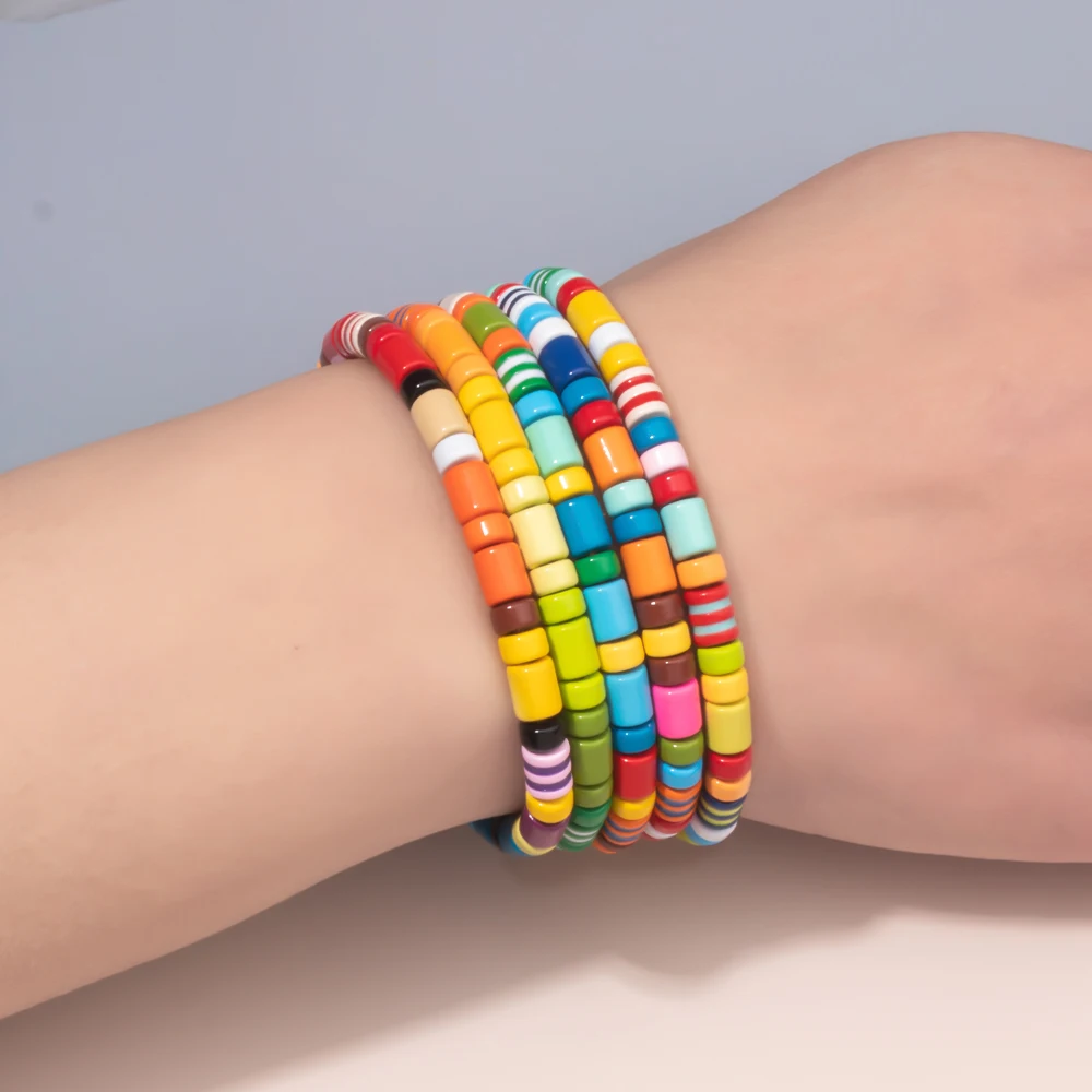 Wholesale Minimalist Bracelet Women Beloved Enamel Beaded Bracelet Rainbow Bracelet