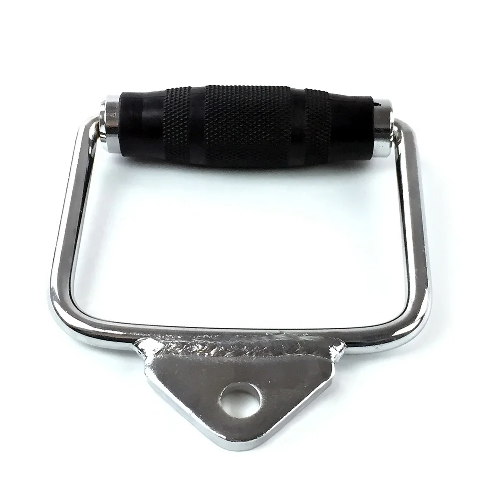 Gym Exercise Cable Machine Attachment Single D Row Extension Chrome Rubber Coated Stirrup Handle