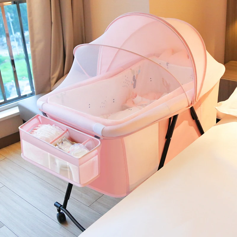 Портативная портативная детская кроватка с колесами