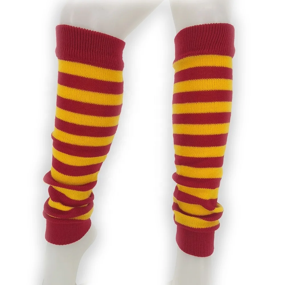 
Knitted Legwarmers Red Yellow Stripes Unisex Acrylic winter warm Legwarmers In Adult Size 