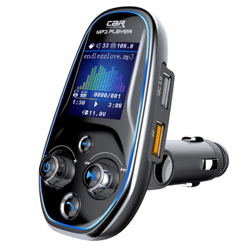 Tf Card Flash Drive Playback Wireless Car Kit Handsfree Qc3.0 Type C Dual Usb Car 3.5Mm Stereo Fm Transmitter Mp3 Player