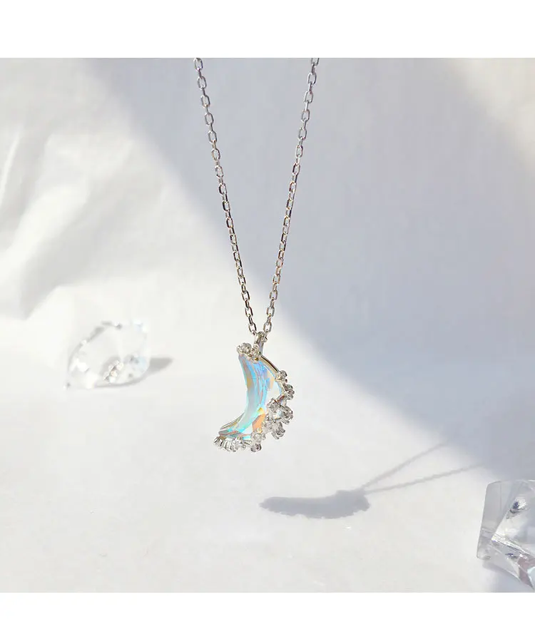 Модное ожерелье из стерлингового серебра S925 с кристаллами и Луной для