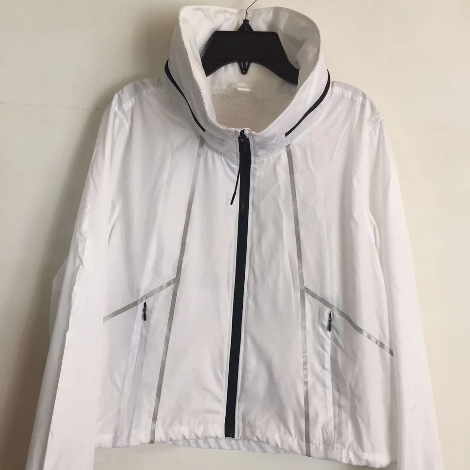 
100% poly pearly lustre water proof jacket laser cut laser boring hole quilted jacket reflective tape contrast quilted jacket 