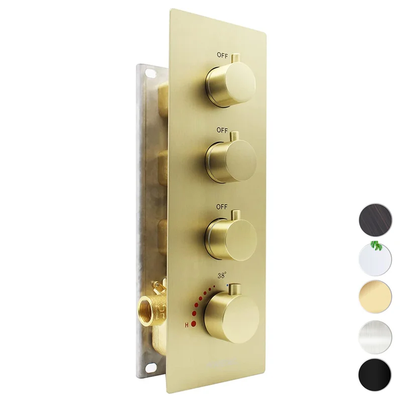 3 Function concealed Thermostatic Mixer Brass Valve 3 Way Shower mixing Diverter Valve
