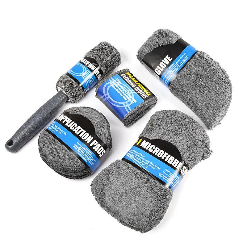 9PCS microfiber towels set auto detailing washing tools set car wash cleaning kit