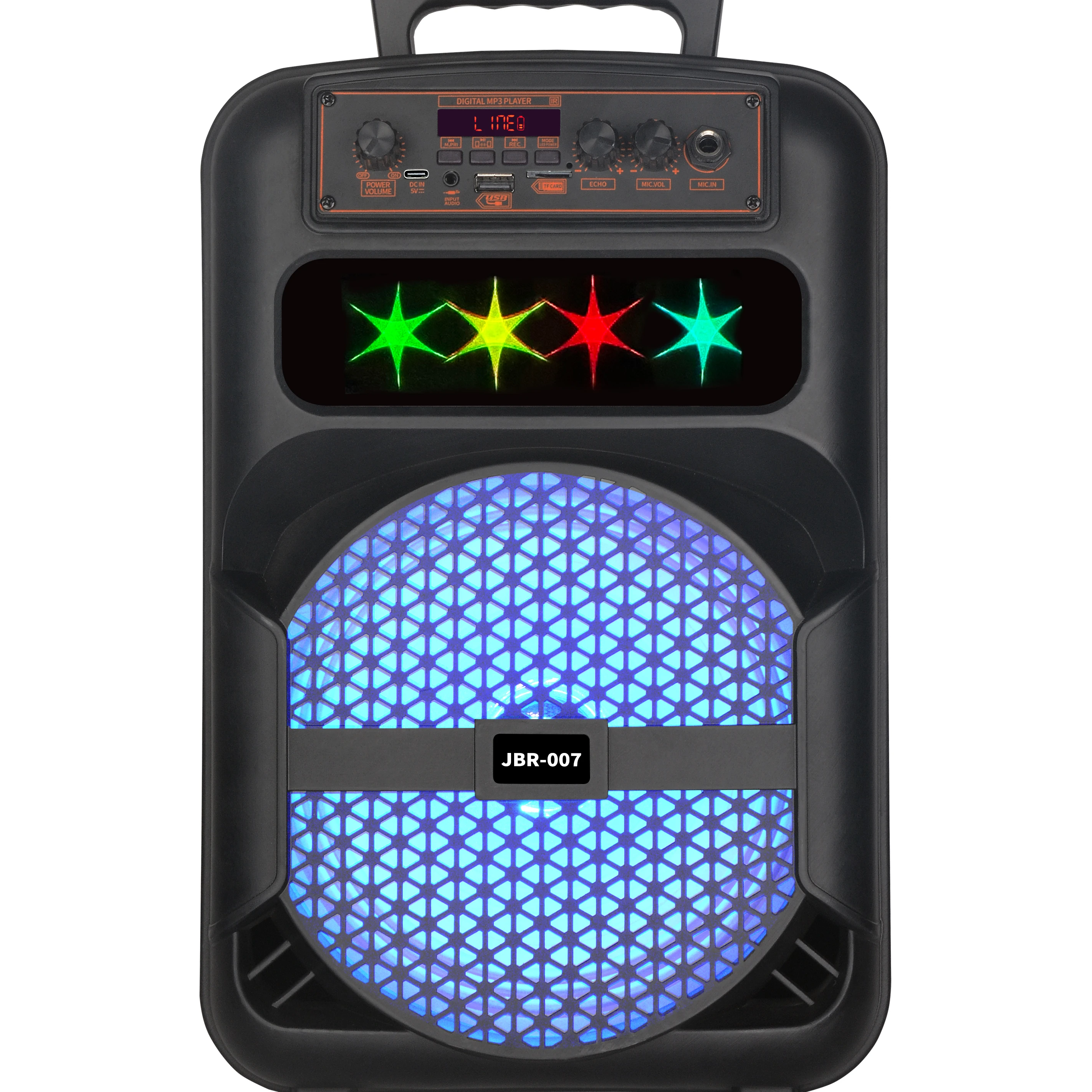 JBR-007 8 дюймов портативный беспроводной Bluetooth-микрофон светодиодный RGB-освещение стерео бас-сабвуфер USB-аккумулятор караоке для вечеринки DJ-колонки уличные