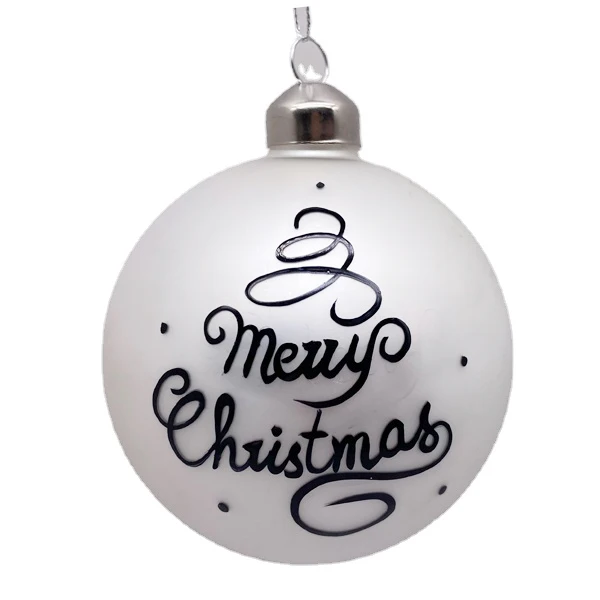 Custom Logo Hollow Christmas Ornament Ball Glass White Ornament Ball Christmas Tree Decoration
