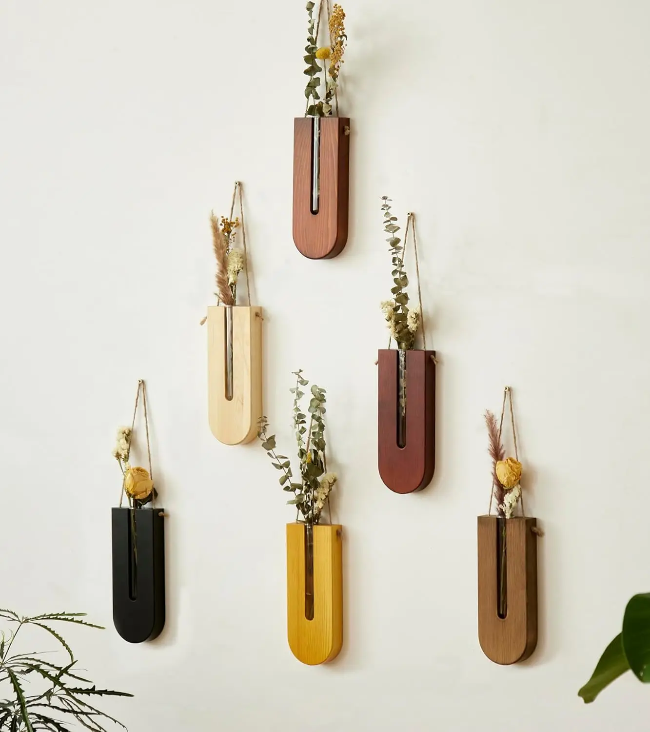 Indoor Wall Planter Bohemia Flower Wall Vase Wooden Hanging Planter