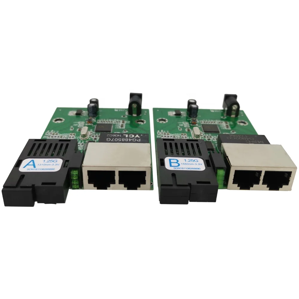 Оптоволоконный порт 1G2E 1,25G и 2*10/100/1000M гигабитный коммутатор Ethernet 1,25G 1SC 2 RJ45 волоконно-оптический медиа конвертер PCBA плата для пары