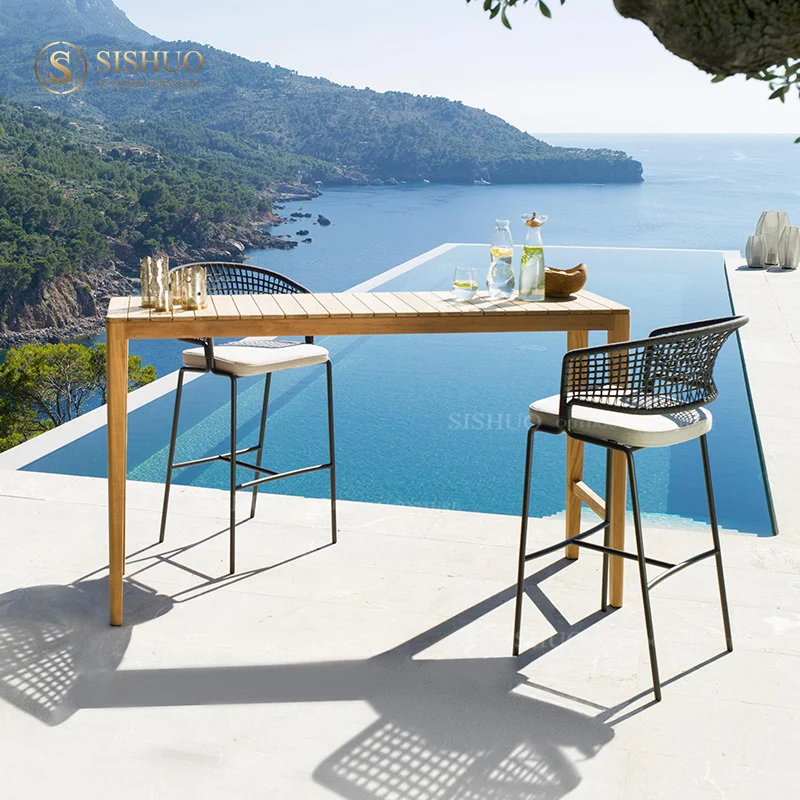 Factory wholesale rattan garden sets indoor outdoor furniture outdoor bar stool chairs