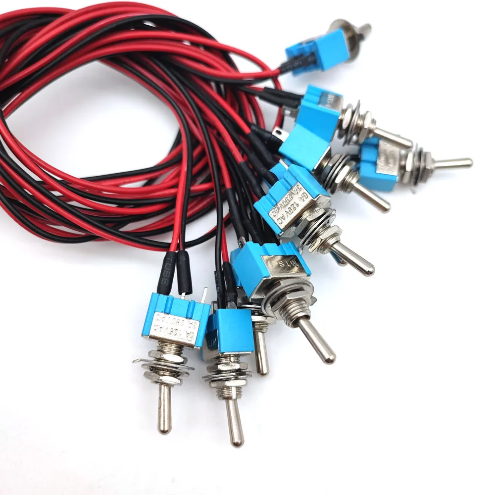 16A 250VAC 220A 125VAC copper 6MMM ini toggle rotary knob switch with red black cable