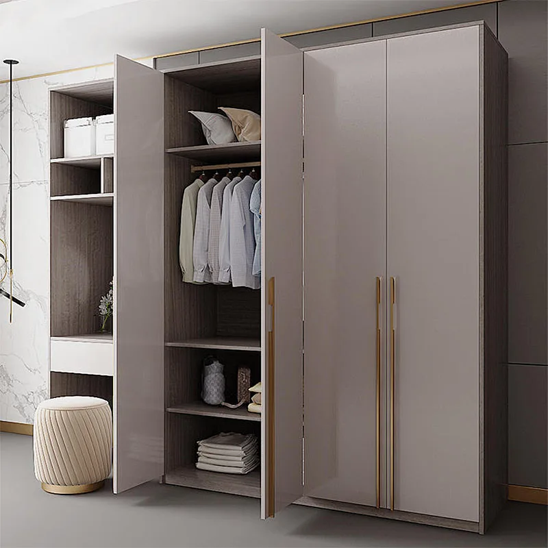 Modern Modular Wardrobe With Dressing Table Italian Full Room Glass Mirrored Cabinet Luxurious Bedroom Furniture For Clothes