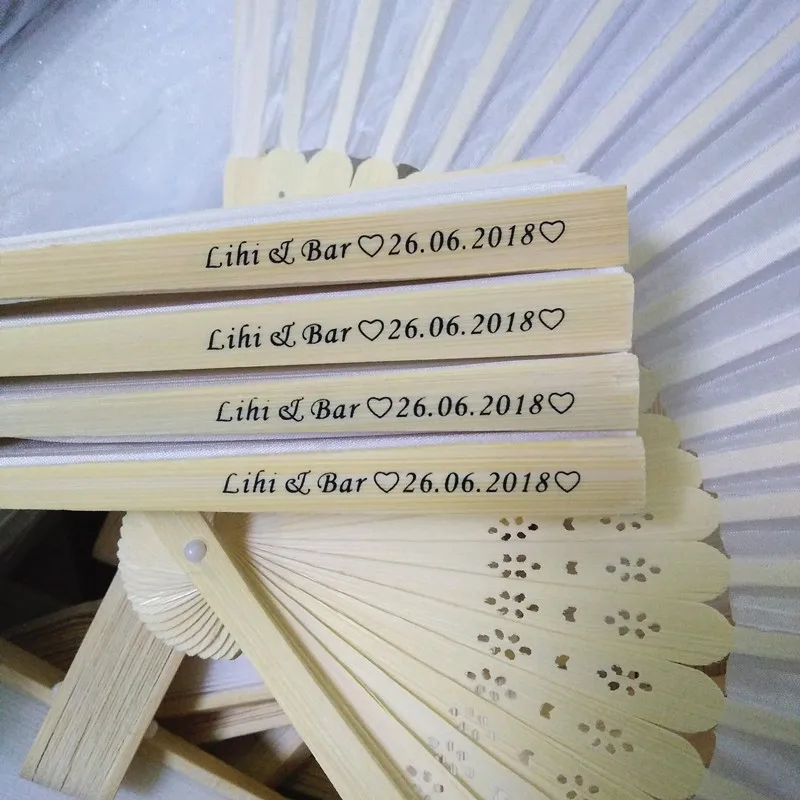 Personalized White Hand Fan For Wedding Customized Names & Date as Wedding Favors Gift Personalized Logo