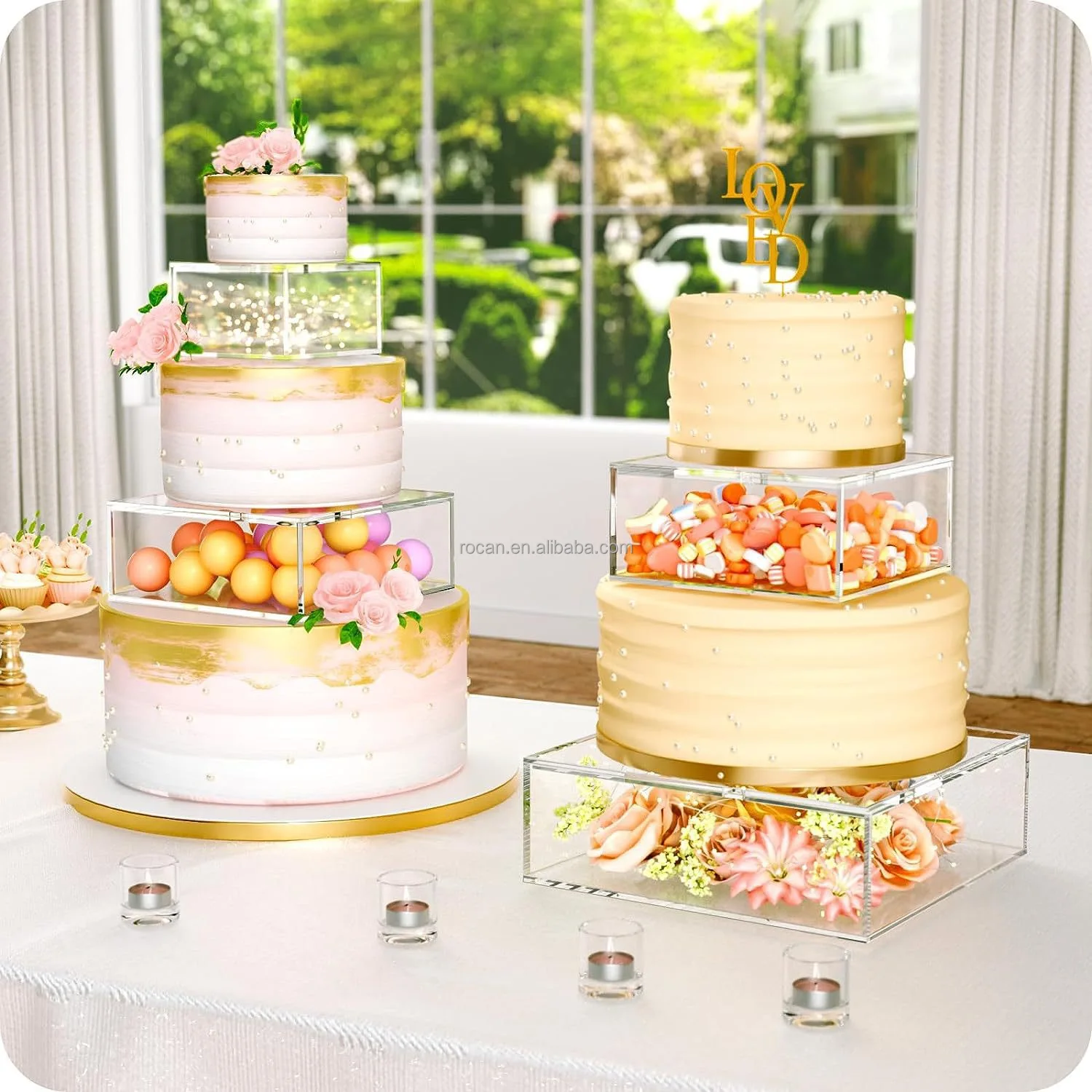 Acrylic Clear Cake Stand Clear Cake Display Box Wedding Birthday Decoration Dessert Stand for party Decoration Supplies