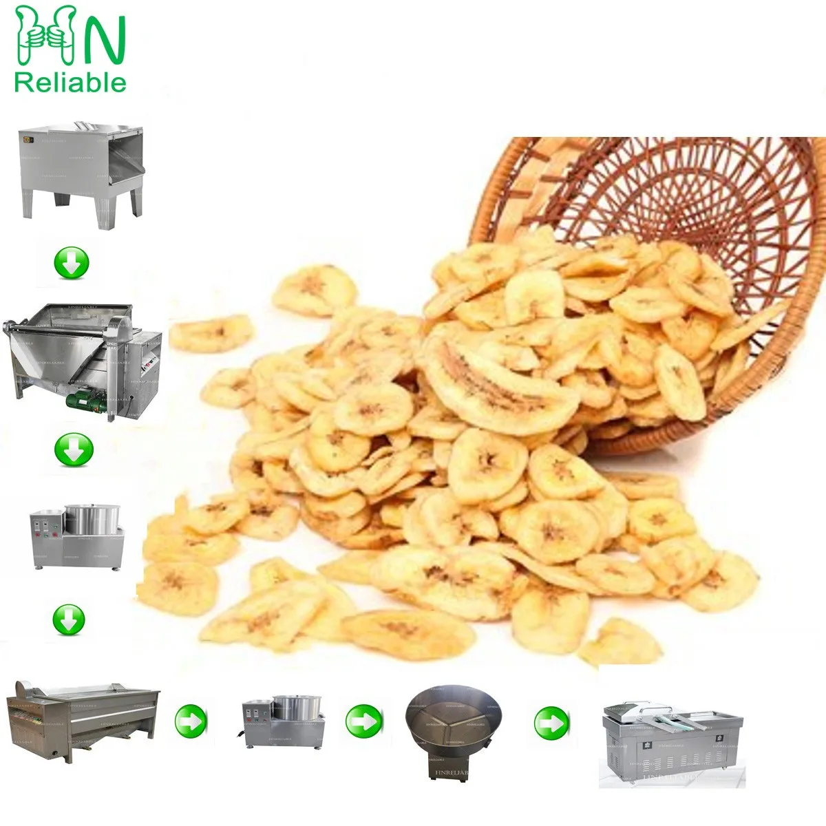 Semi-automatic banana chip production line banana chips slicing frying making packaging machine