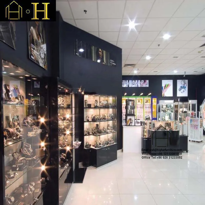 Simple Watch Store Equipment Wooden Glass Watch Display Cabinet And Showcase