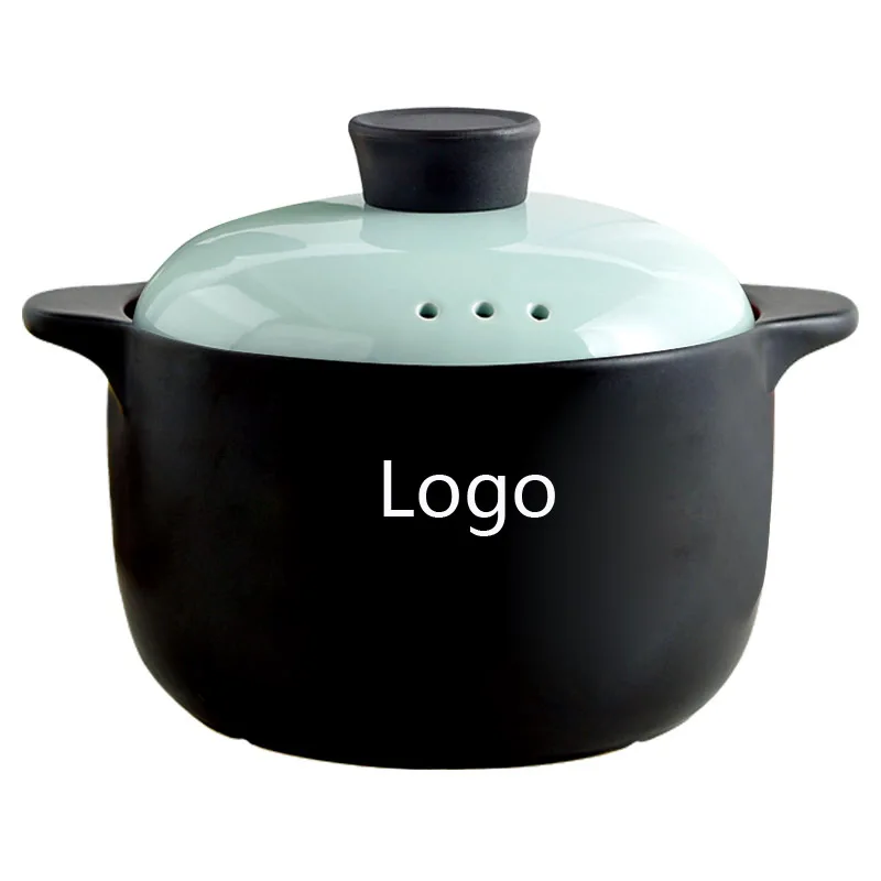LFGB Factory Wholesale Customized Logo Stone Pot Cookware Ceramic Clay Pot with Cover Vegetable Ceramic Cookware