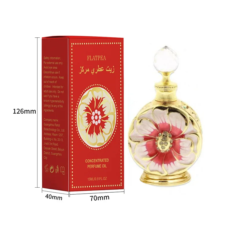 Long Lasting Effect Rose Petal Perfume Dubai Oil Arabic Lasting Refreshing Fragrance 15ml Original Woman Perfume Christmas Gift