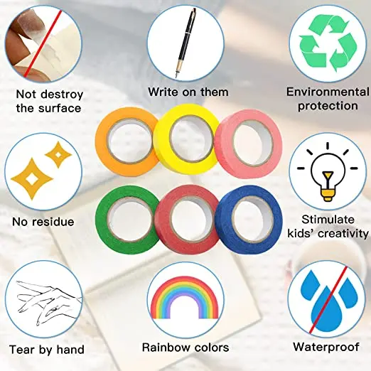 Rubber Glue 36Mm Purple Cream Colour Crepe Design Printing Sharp Line Low Tack Masking Tape