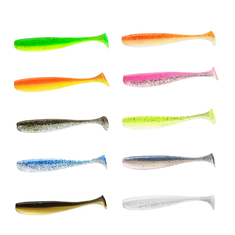 25pcs 50pcs 100pcs 6cm 7cm 9.5cm Soft Fishing Lure Set Lead Head Hook Set 10 Colors T Tail Bionic Artificial Soft Baits