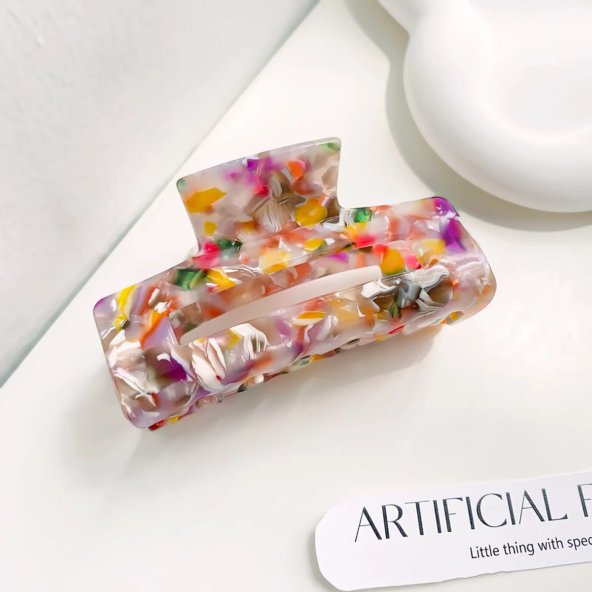 Korean 7.5 cm Acetic Acid Elegant Hair Clip Colorful Square Acetate Hair Claw Headwear Party Wholesale Accessories